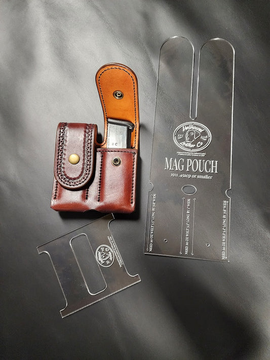 ACRYLIC TEMPLATE | 1911 DOUBLE MAG POUCH - CLOSED TOP | PATTERNS FOR LEATHERCRAFT