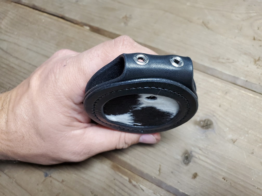 SASS BADGE HOLDER - COWHIDE BACKING