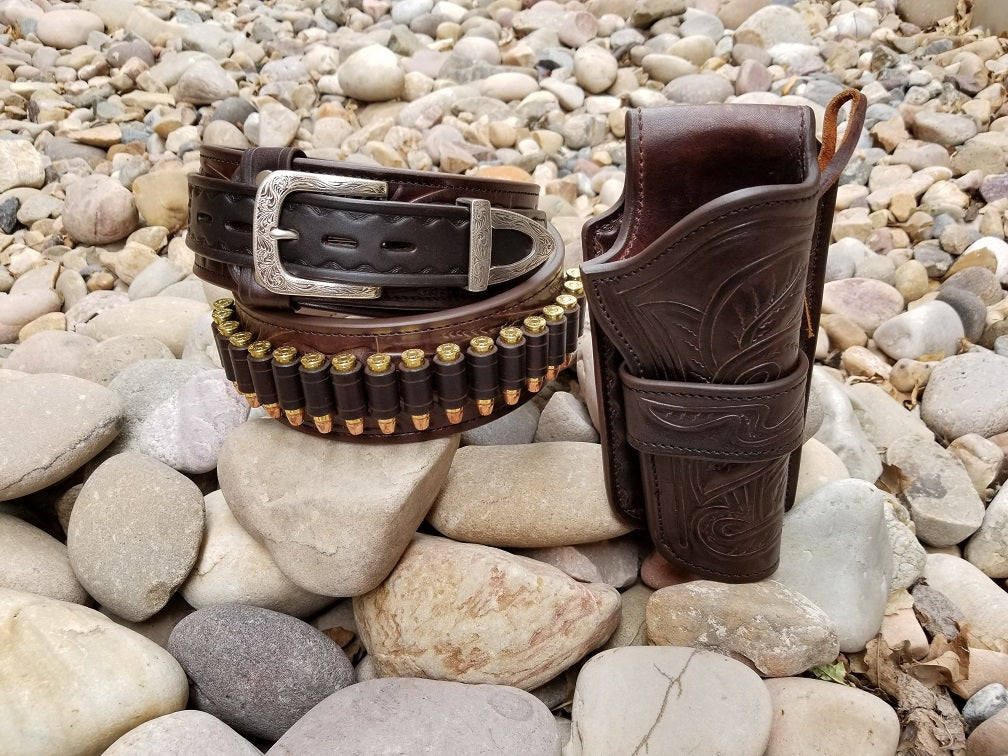 CLEARWATER RANGER RIG - Hand Tooled Western Gun Belt – Hellhound
