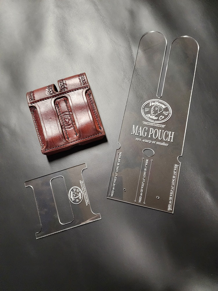 ACRYLIC TEMPLATE | 1911 DOUBLE MAG POUCH - CLOSED TOP | PATTERNS FOR LEATHERCRAFT