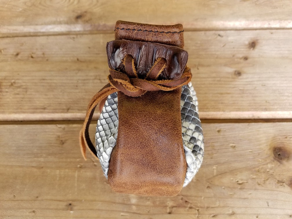 Leather drawstring clearance pouch