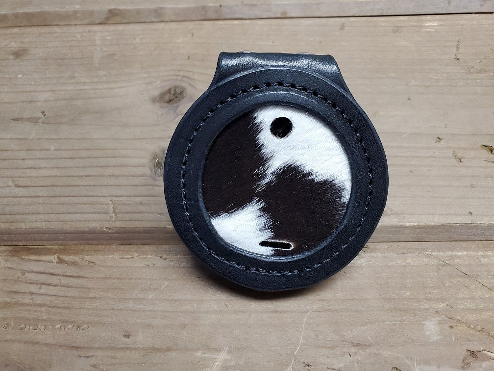 Black and White Cowhide SASS Badge Holder