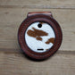 Brown and White Cowhide SASS badge holder