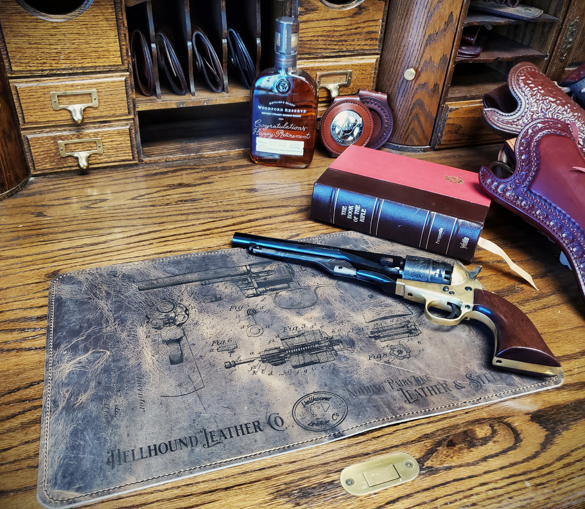 LEATHER GUN CLEANING MAT Hellhound Leather Co