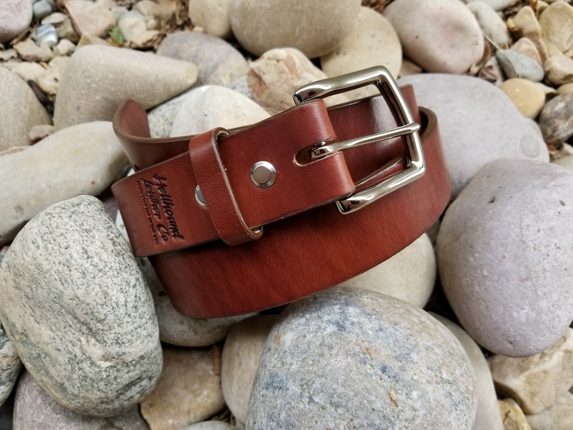 Leather Belt-Standard Natural vegetable-tanned leather belt, 1 1/2 width