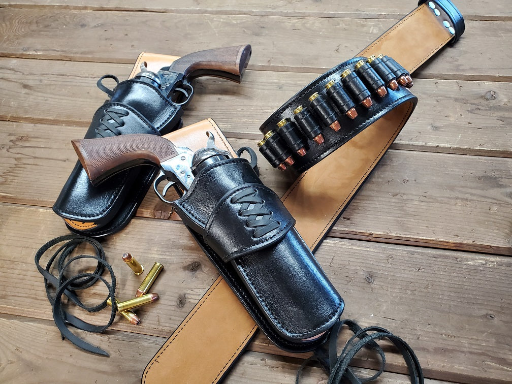 WESTERN DOUBLE GUN BELT - The Don Double Rig – Hellhound Leather Co