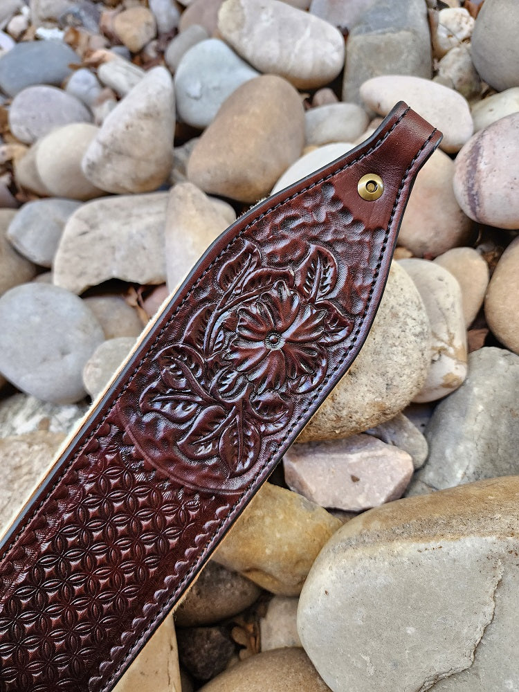 LEATHER THUMB HOLE RIFLE SLING - Hand Tooled – Hellhound Leather Co